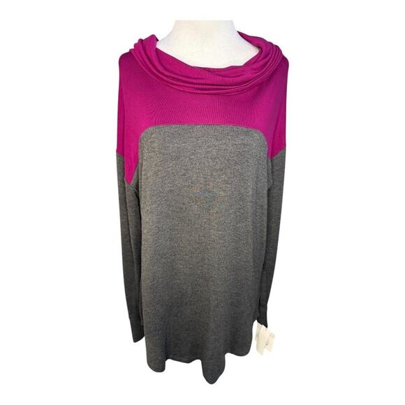 NEW Liz Claiborne Women's Large Cozy Multicolor Colorblock Cowl Neck Sweater NWT - Picture 1 of 5